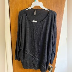 Marla Wynne Mutli-Layered Long Sleeve Top Plus Size 1XL Black